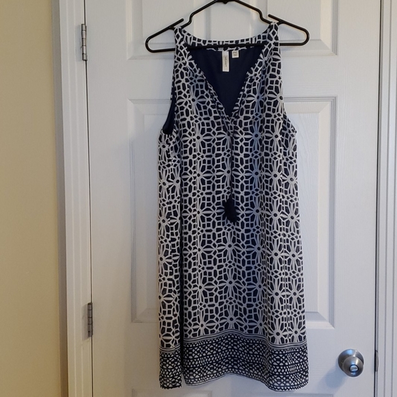 Navy blue geometric dress - Picture 1 of 2
